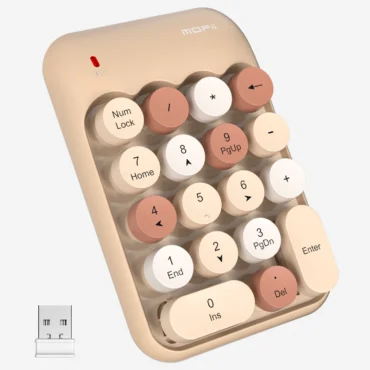Wireless Number Pads, Cute Colorful Numeric Keypad Numpad Portable 2.4 GHz Financial Accounting Number Keyboard Extensions, 18 Key Number Numpad for Laptop Desktop, PC (Cream)