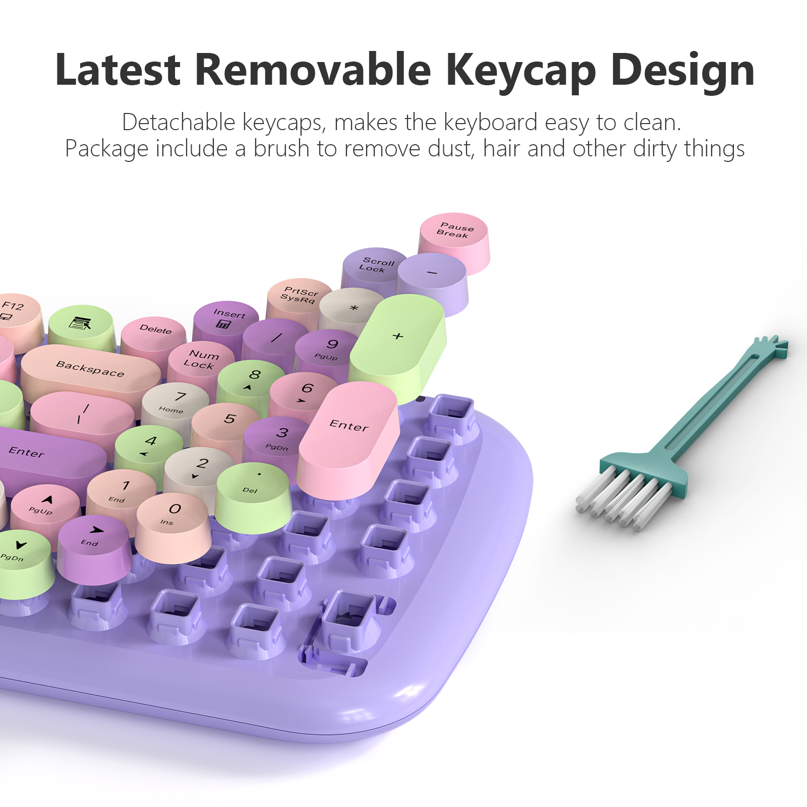 MOFII Wireless Keyboard and Mouse, Typewriter Full Size Keyboard with Number Pad and 2 in 1 USB Connected Mouse for Mac, Windows 7/8/10, Laptop, Desktop, PC, Computer - Image 4