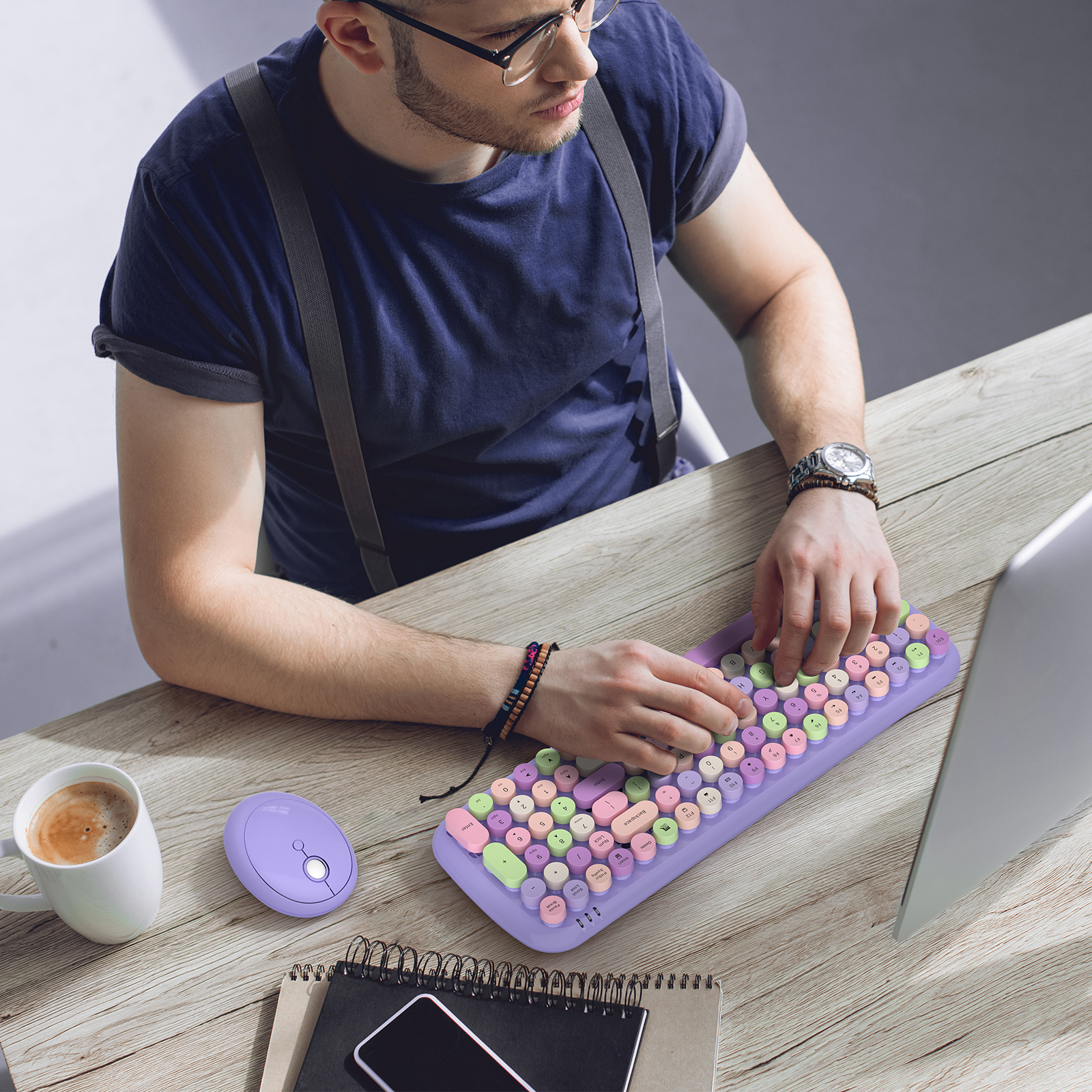 MOFII Wireless Keyboard and Mouse, Typewriter Full Size Keyboard with Number Pad and 2 in 1 USB Connected Mouse for Mac, Windows 7/8/10, Laptop, Desktop, PC, Computer - Image 5