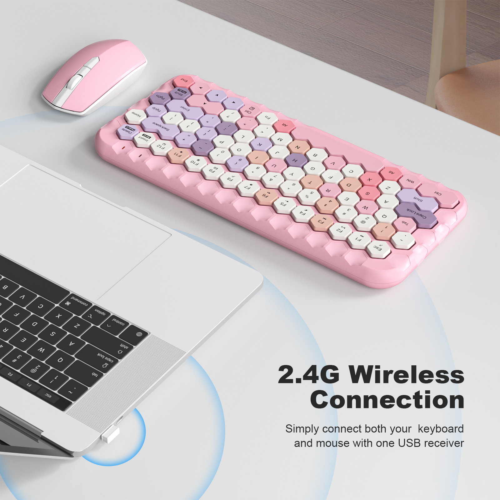 Wireless Compact Keyboard and Mouse Combo Prismatic Keycap - Image 3