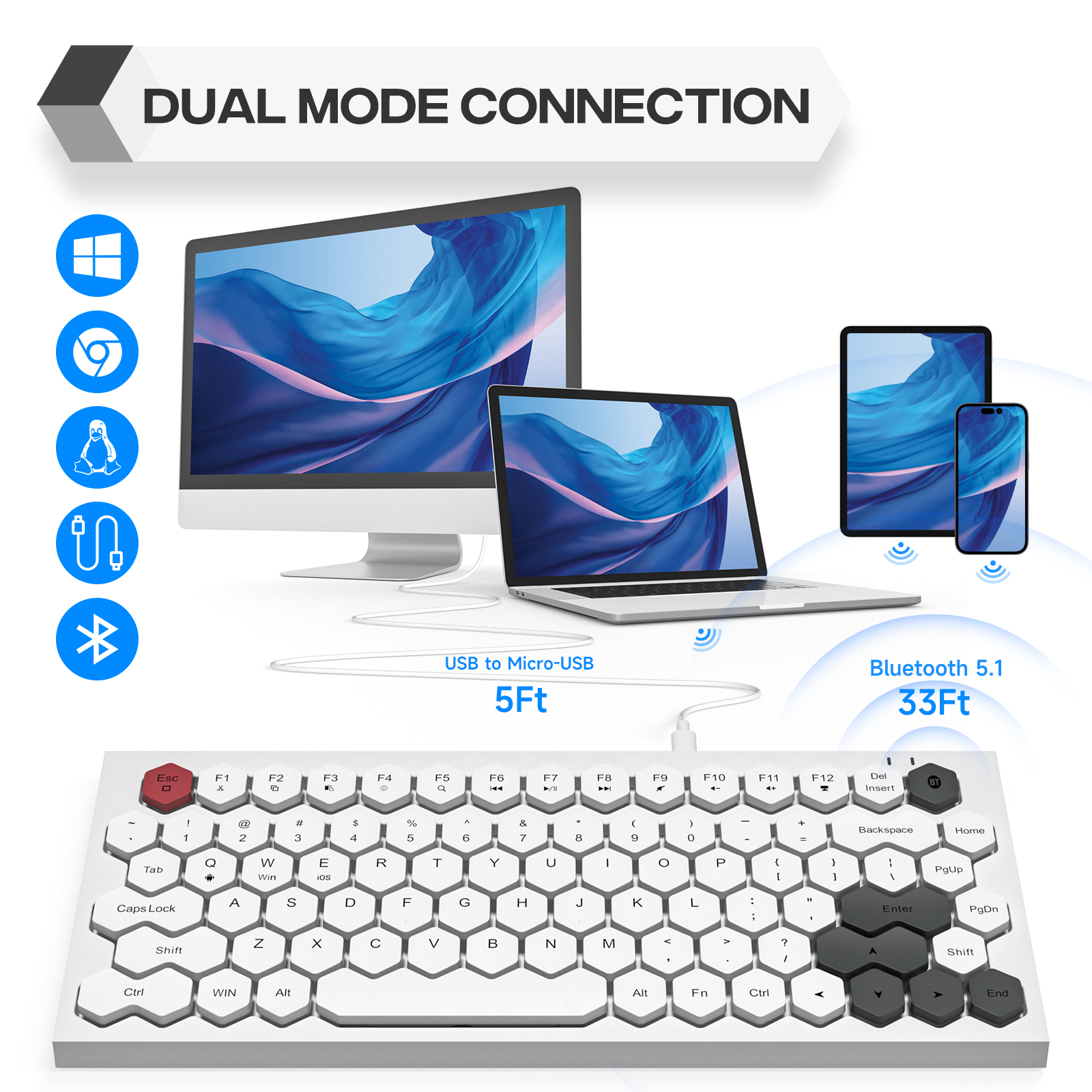USB Wired Keyboard Prismatic Keycap - Image 9