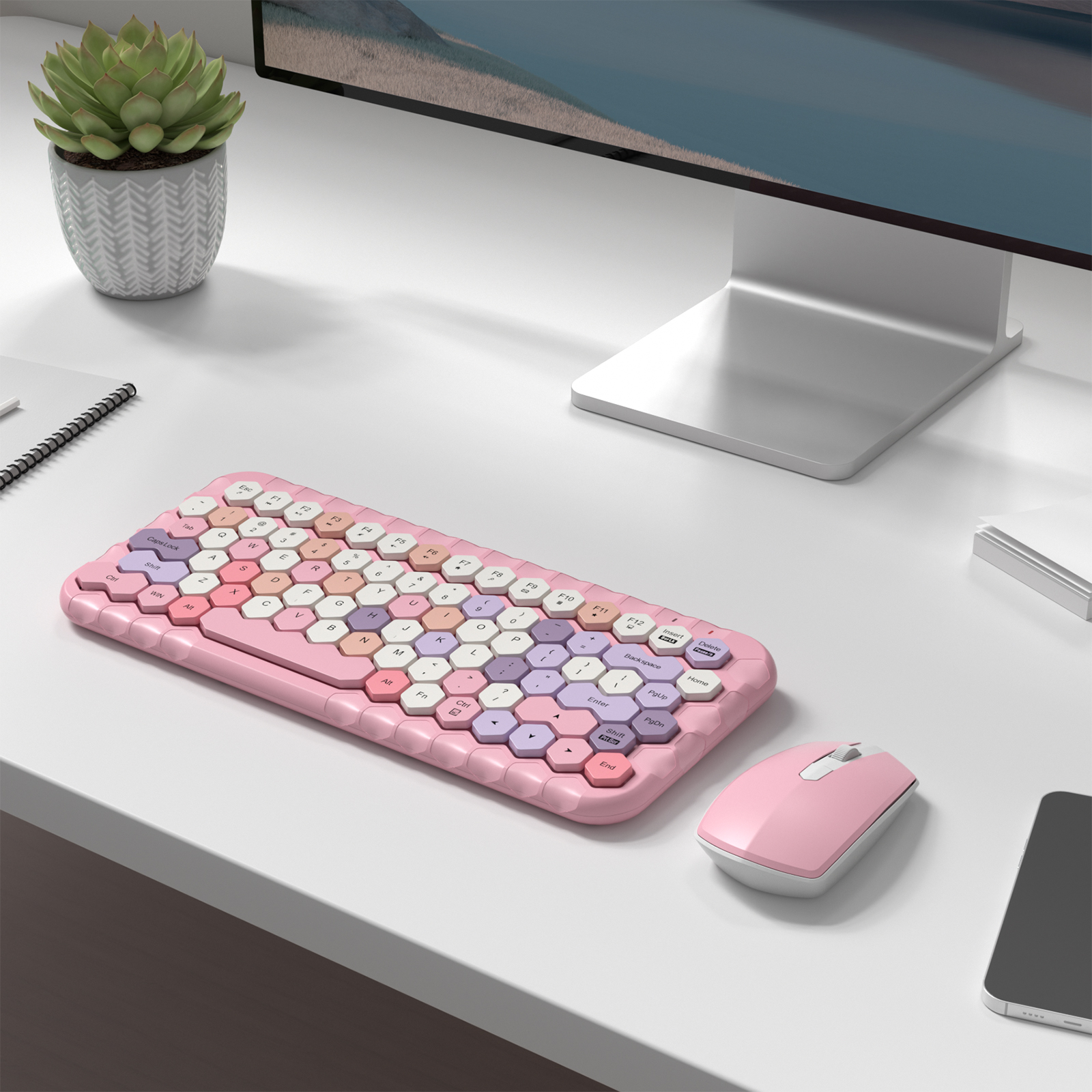 Wireless Compact Keyboard and Mouse Combo Prismatic Keycap - Image 5