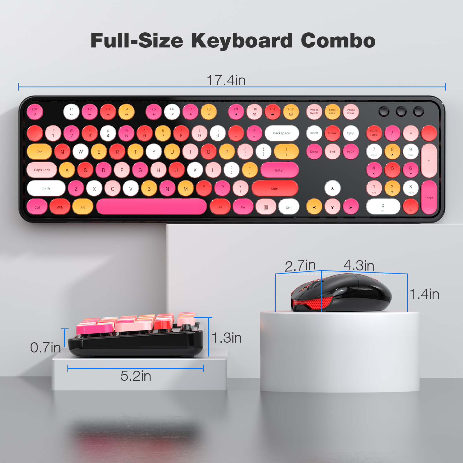 MOFII Black Wireless Keyboard and Mouse Combo,Full size Retro 2.4Ghz Cute Keyboard - Image 4