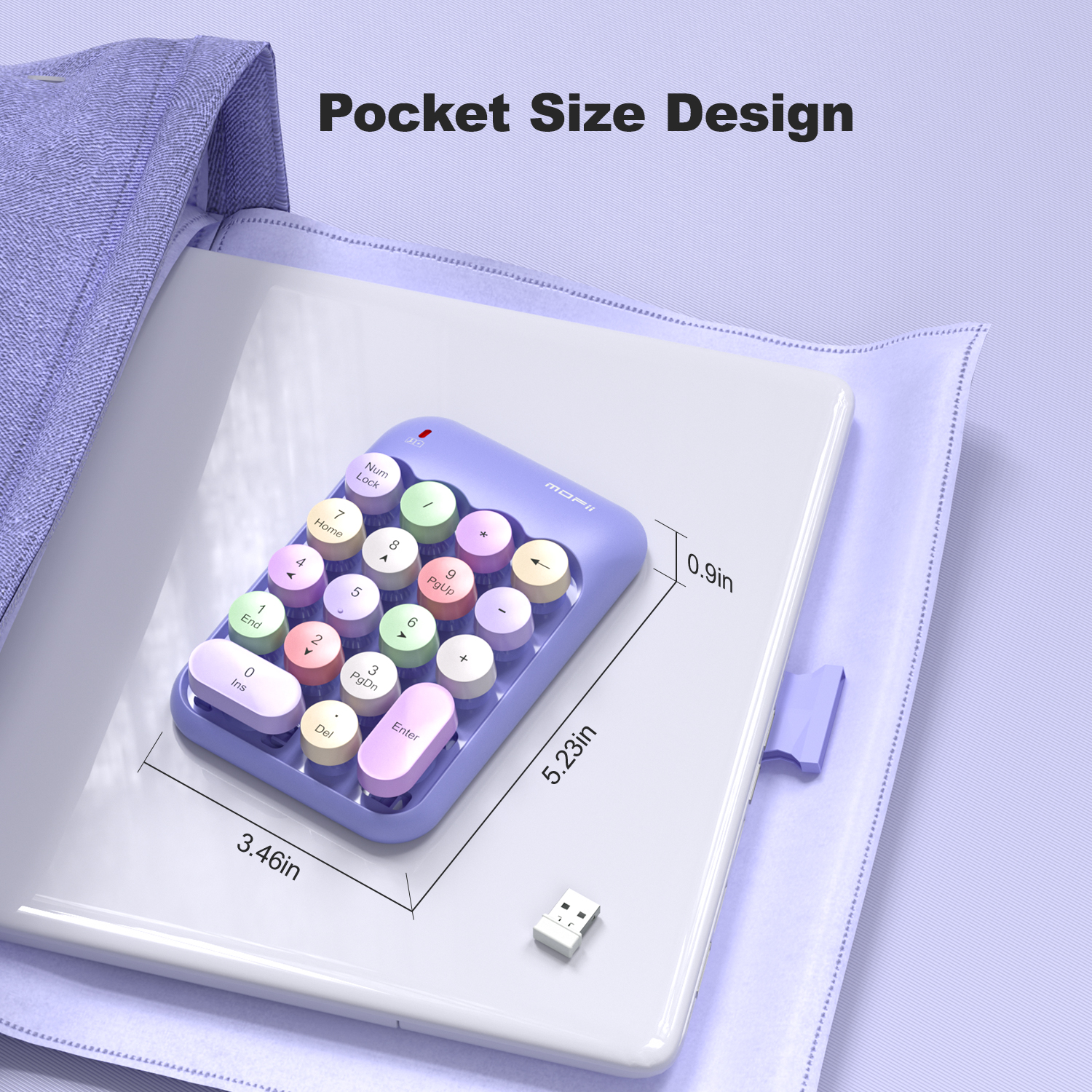 MOFII Wireless Number Pads for Laptop Desktop, PC (Purple) - Image 5