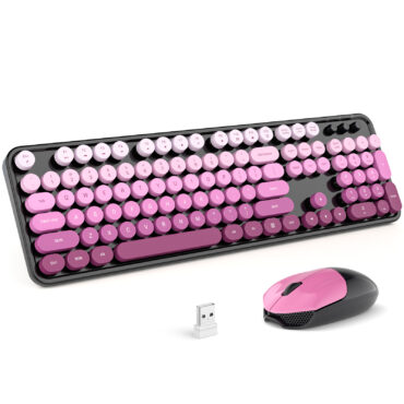 MOFII Black Pink Full size Wireless Keyboard and Mouse Combo