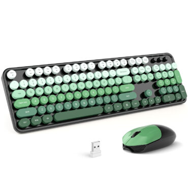 MOFII Black Green Full size Wireless Keyboard and Mouse Combo
