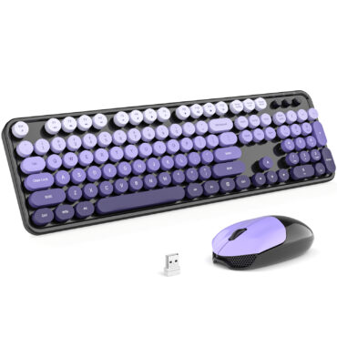 MOFII Black Purple Full size Wireless Keyboard and Mouse Combo