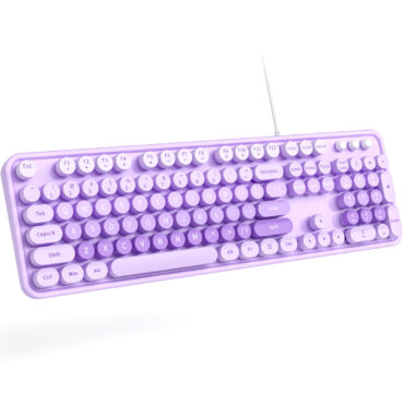 MOFII SK-623 Large Print USB Wired Keyboard,Retro Keycaps,Purple Colorful