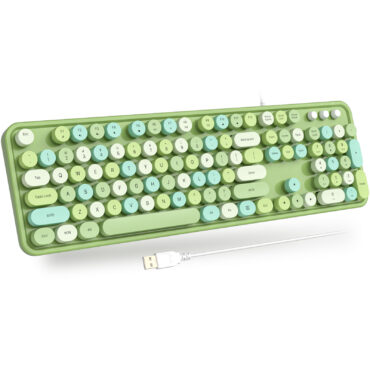 MOFii SK-623 Large Print Keyboard – USB Wired, Retro Green Design