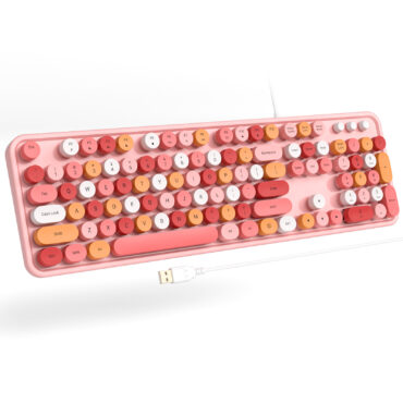 MOFII SK-623 Retro Wired Keyboard | Dark Pink Colorful Keycaps
