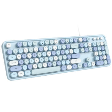 MOFII SK-623 Large Print USB Wired Keyboard,Retro Keycaps,Blue Colorful