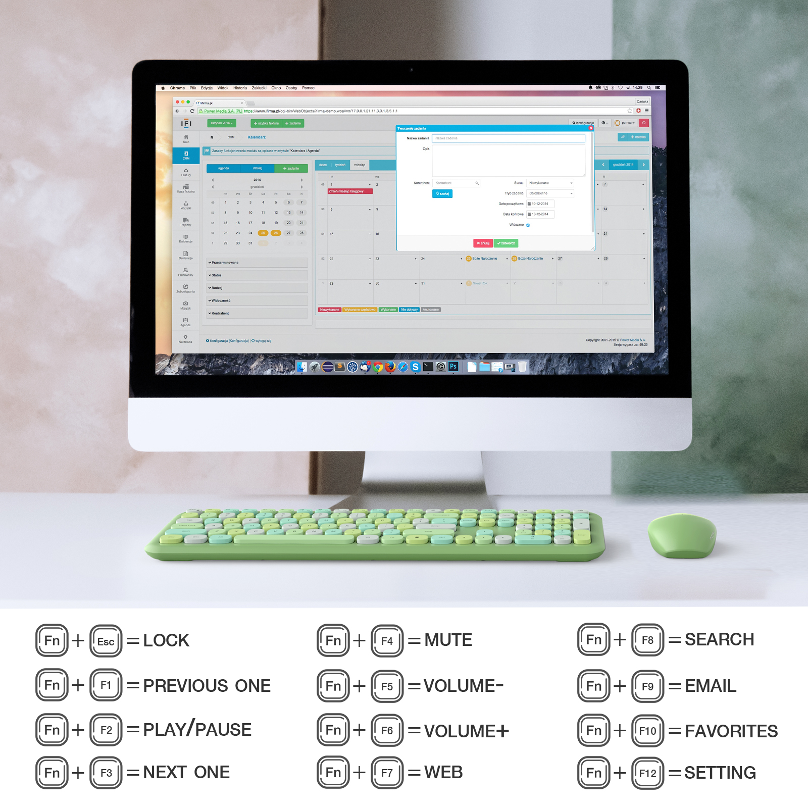 MOFII Wireless Keyboard and Mouse Combo, 2.4G Slim Full-Sized Green Keyboard - Image 6