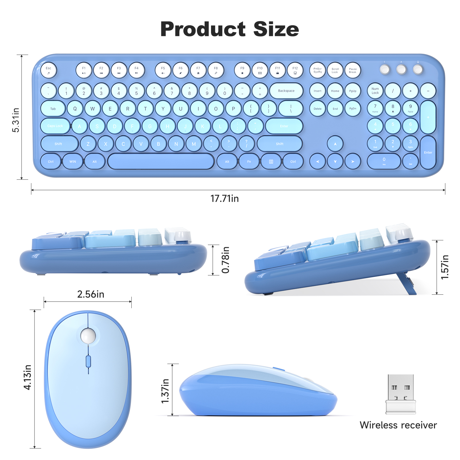 MOFII 693M2AG Full Size Keyboard 2 in 1 USB Connected Blue - Image 8
