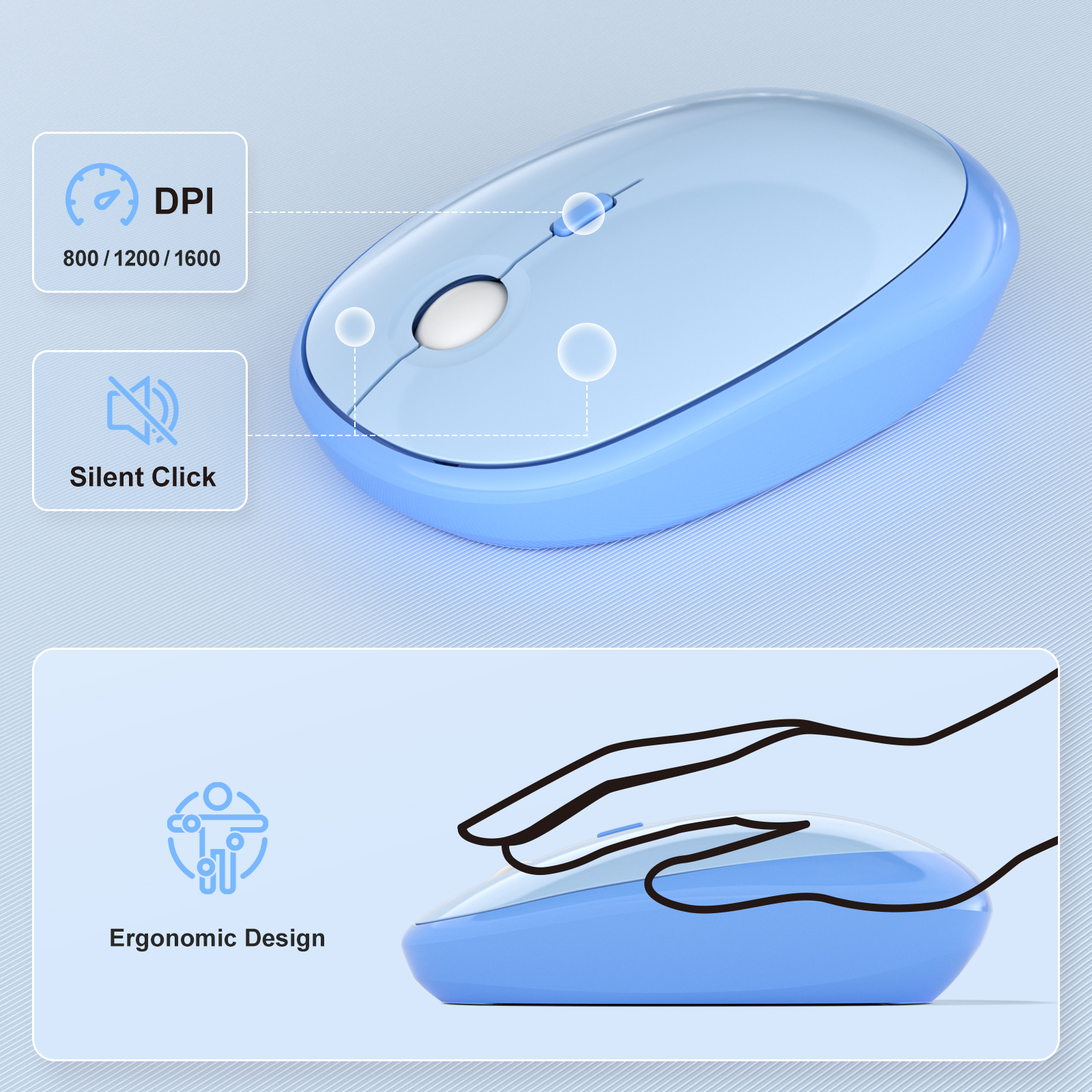 MOFII 693M2AG Full Size Keyboard 2 in 1 USB Connected Blue - Image 2