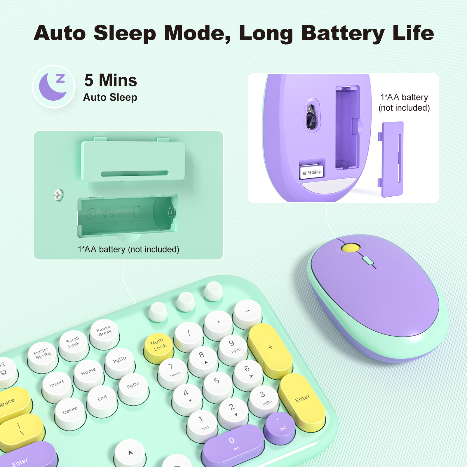 MOFII 693M2AG Full Size Keyboard 2 in 1 USB Connected Cyan - Image 4