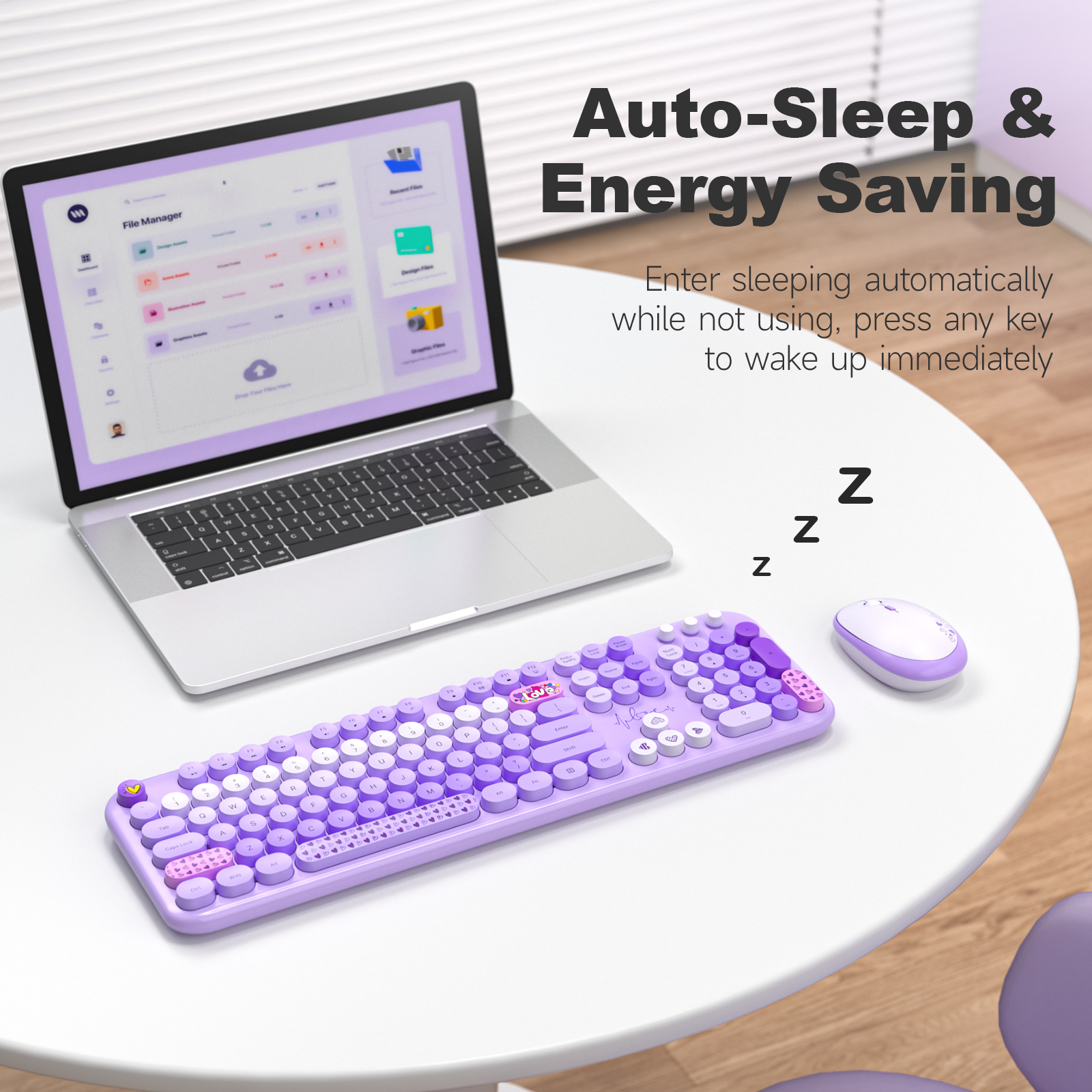 MOFII 693M2AG Full Size Keyboard 2 in 1 USB Connected Purple - Image 6