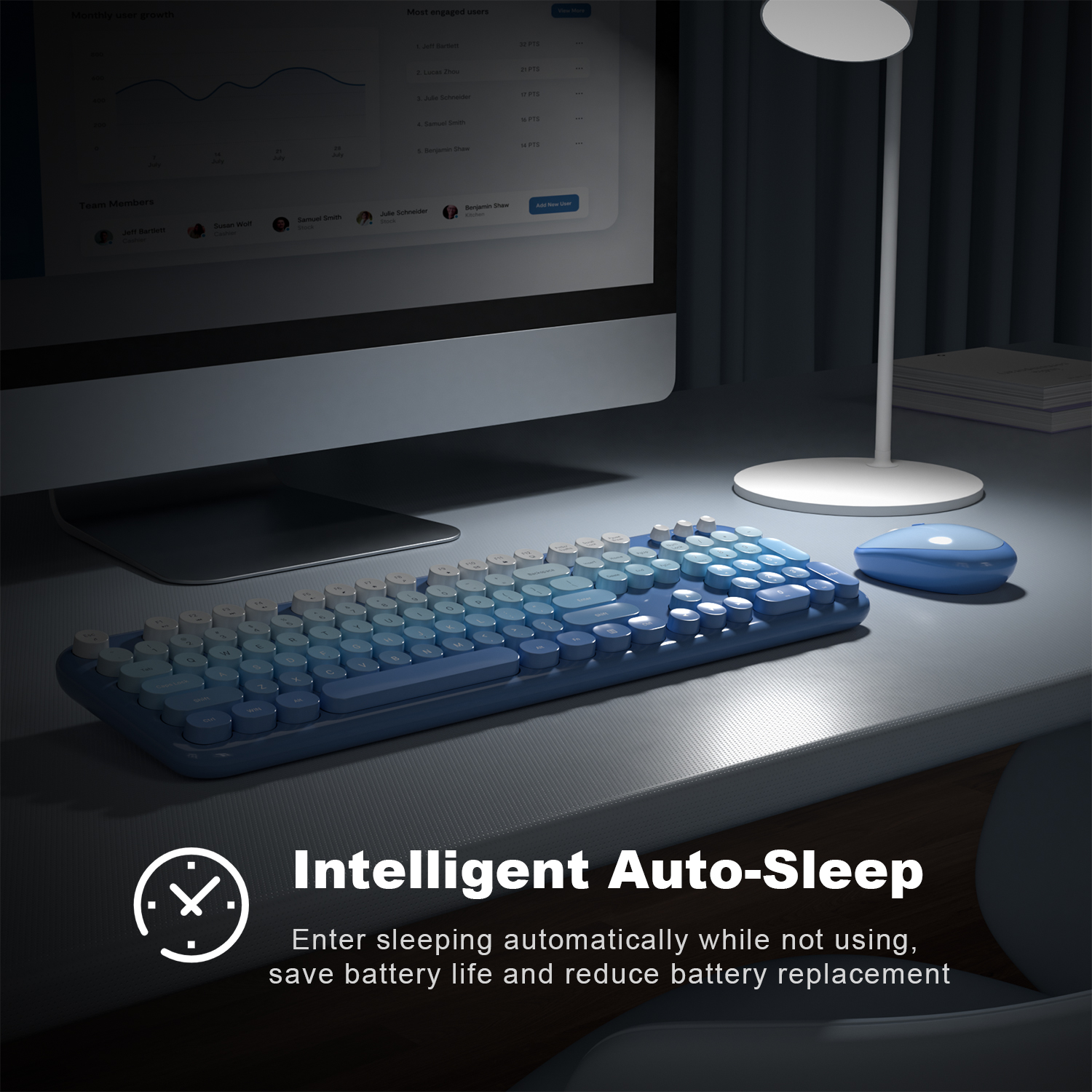 MOFII 693M2AG Full Size Keyboard 2 in 1 USB Connected Blue - Image 6