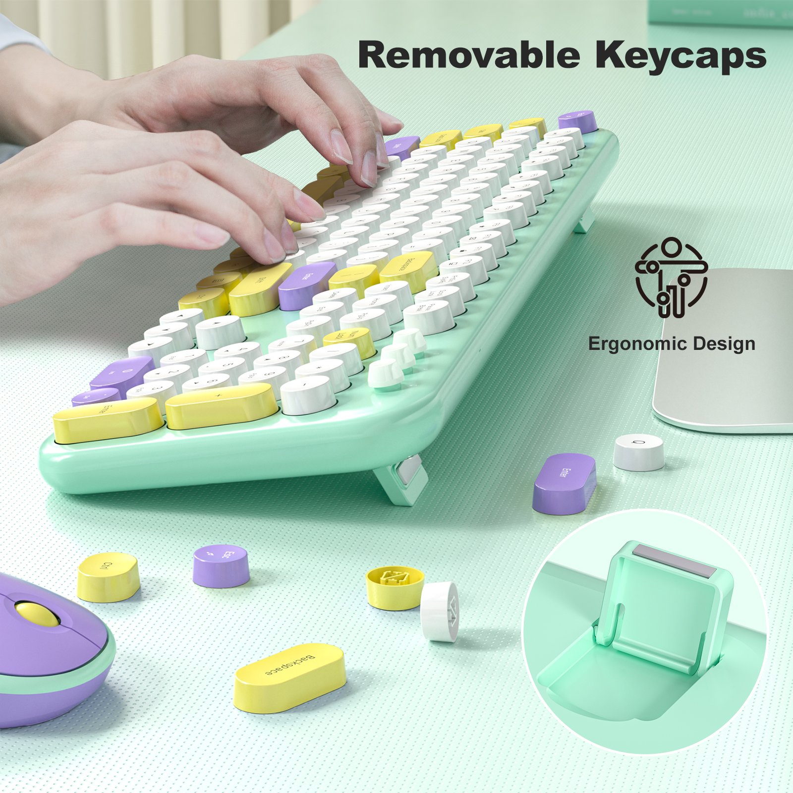 MOFII 693M2AG Full Size Keyboard 2 in 1 USB Connected Cyan - Image 7