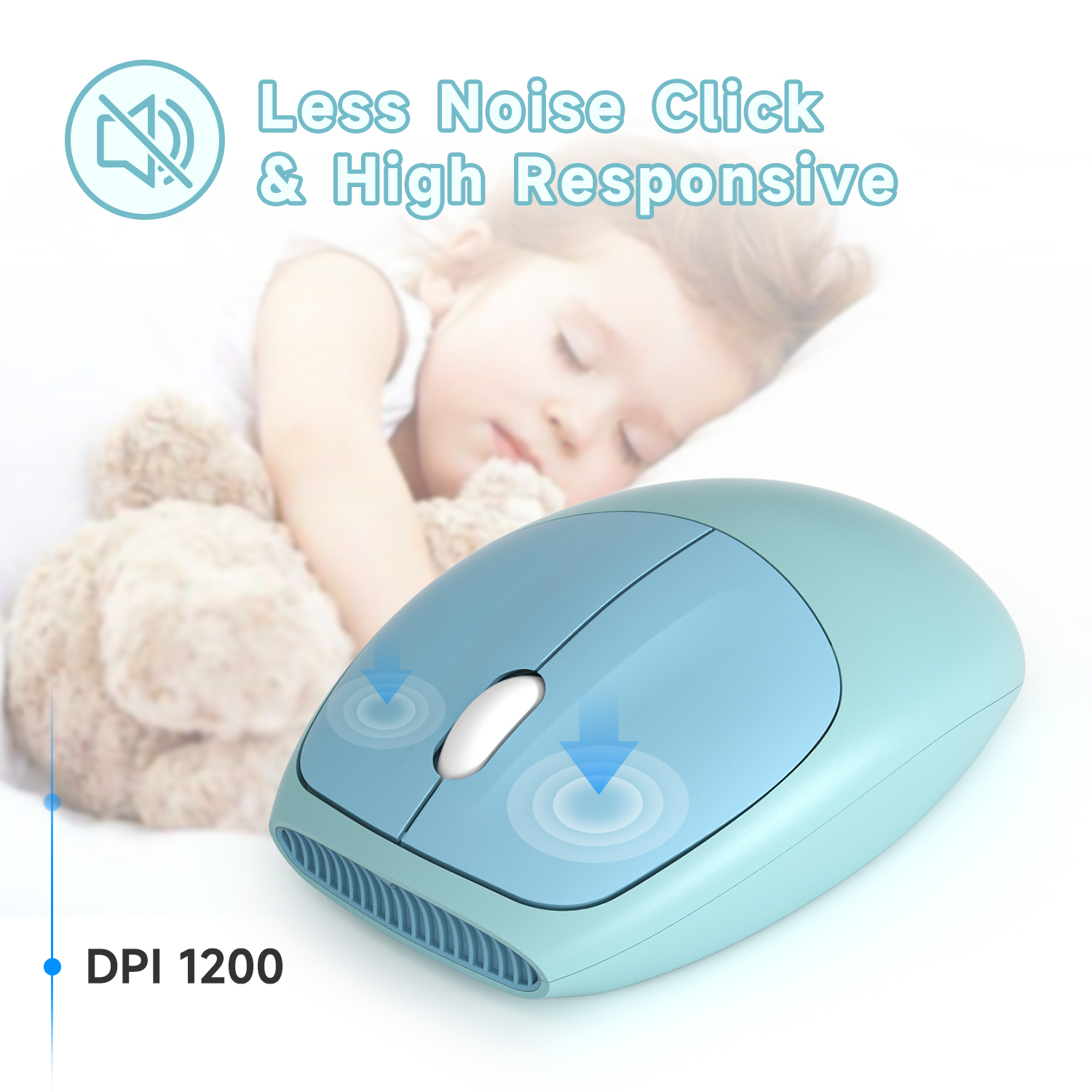 MOFII Wireless Keyboard and Mouse Combo, 2.4G Slim Full-Sized Blue Keyboard - Image 2