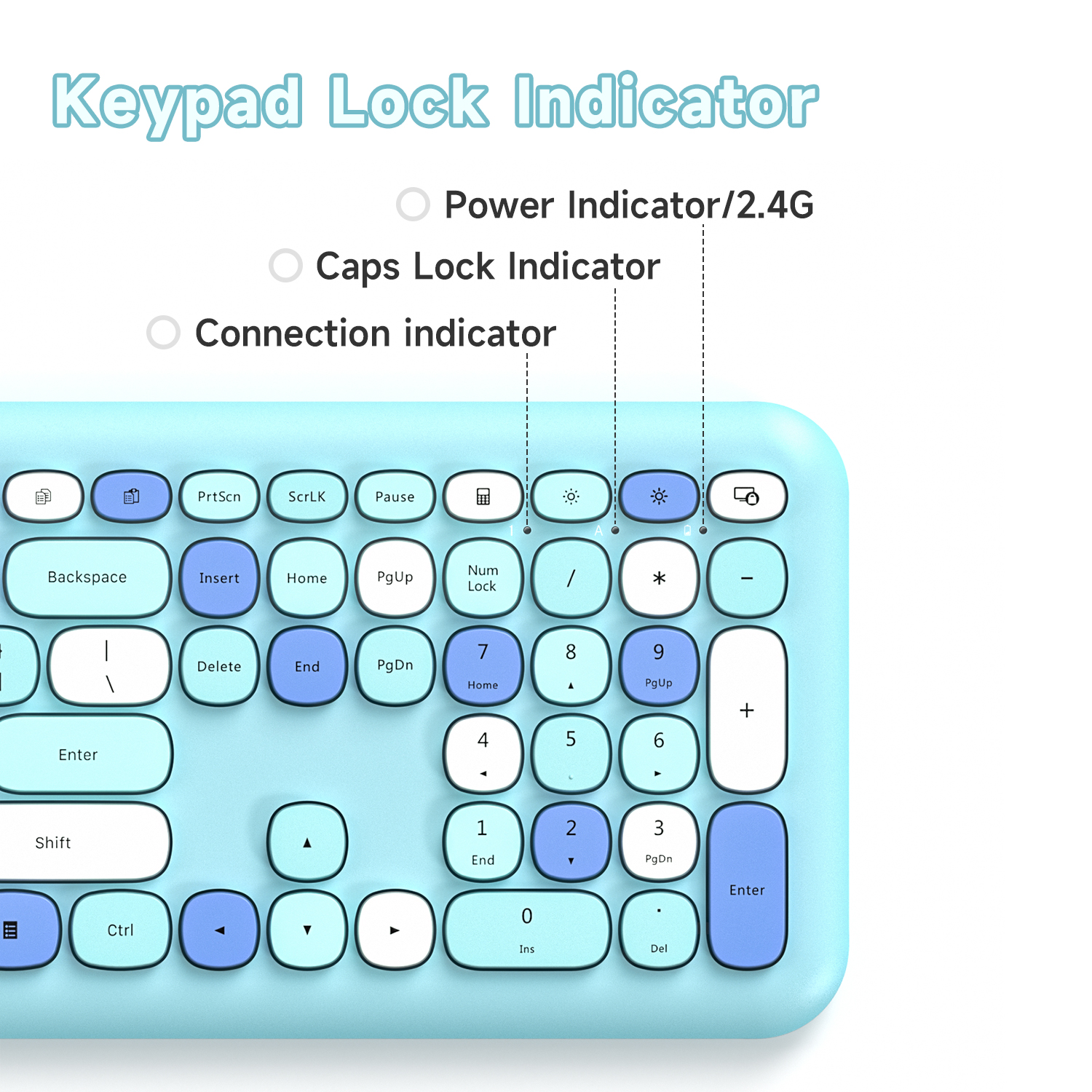 MOFII Wireless Keyboard and Mouse Combo, 2.4G Slim Full-Sized Blue Keyboard - Image 7