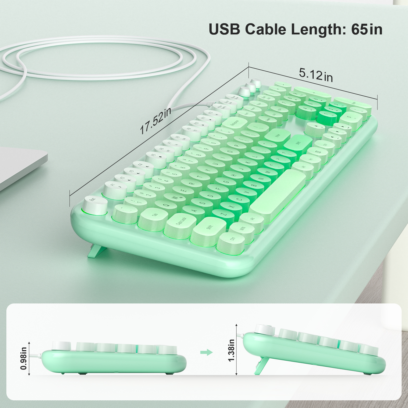 MOFII Mint Green Wired Keyboard - Image 2
