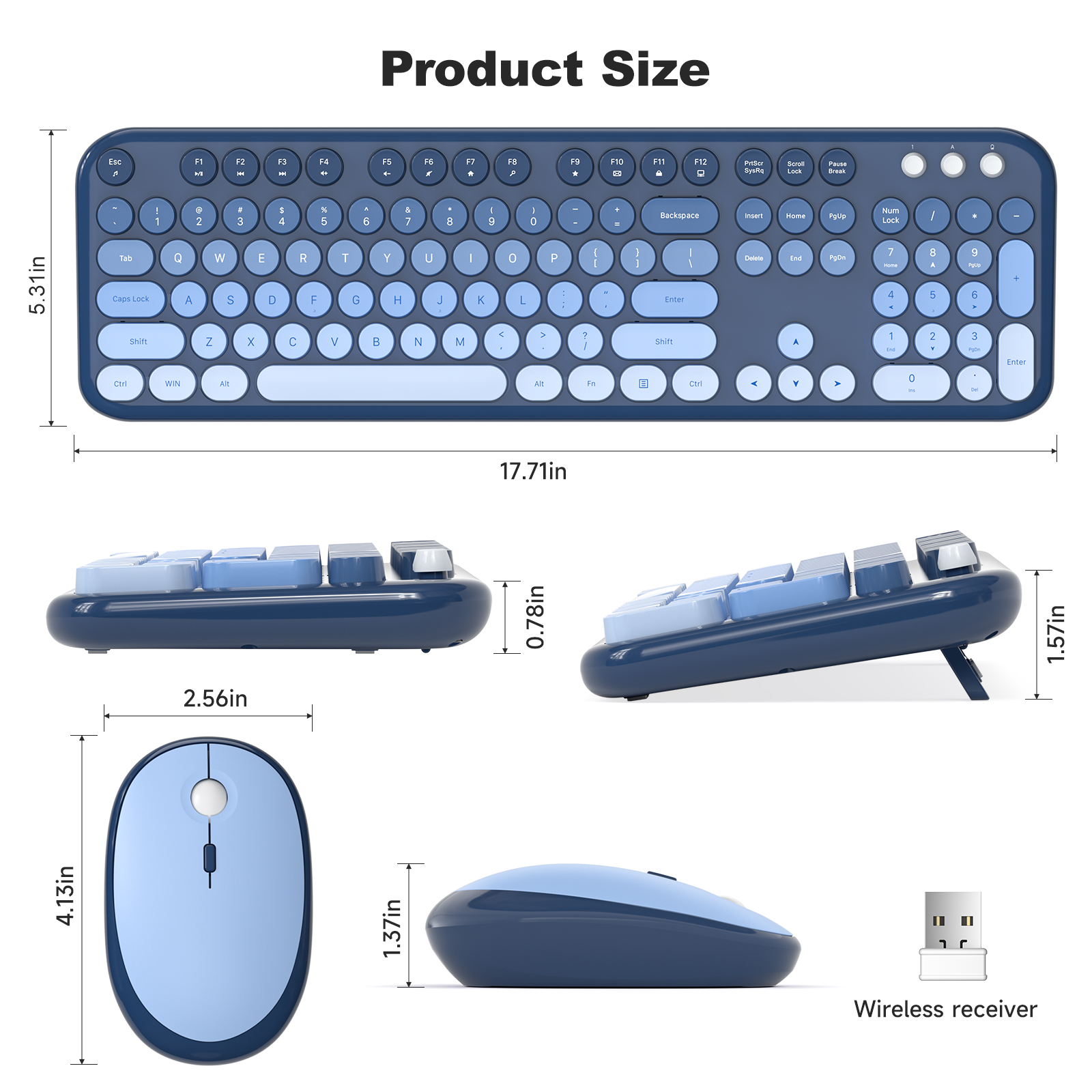 MOFII Full Size Keyboard 2 in 1 USB Connected Blue Gradient - Image 2