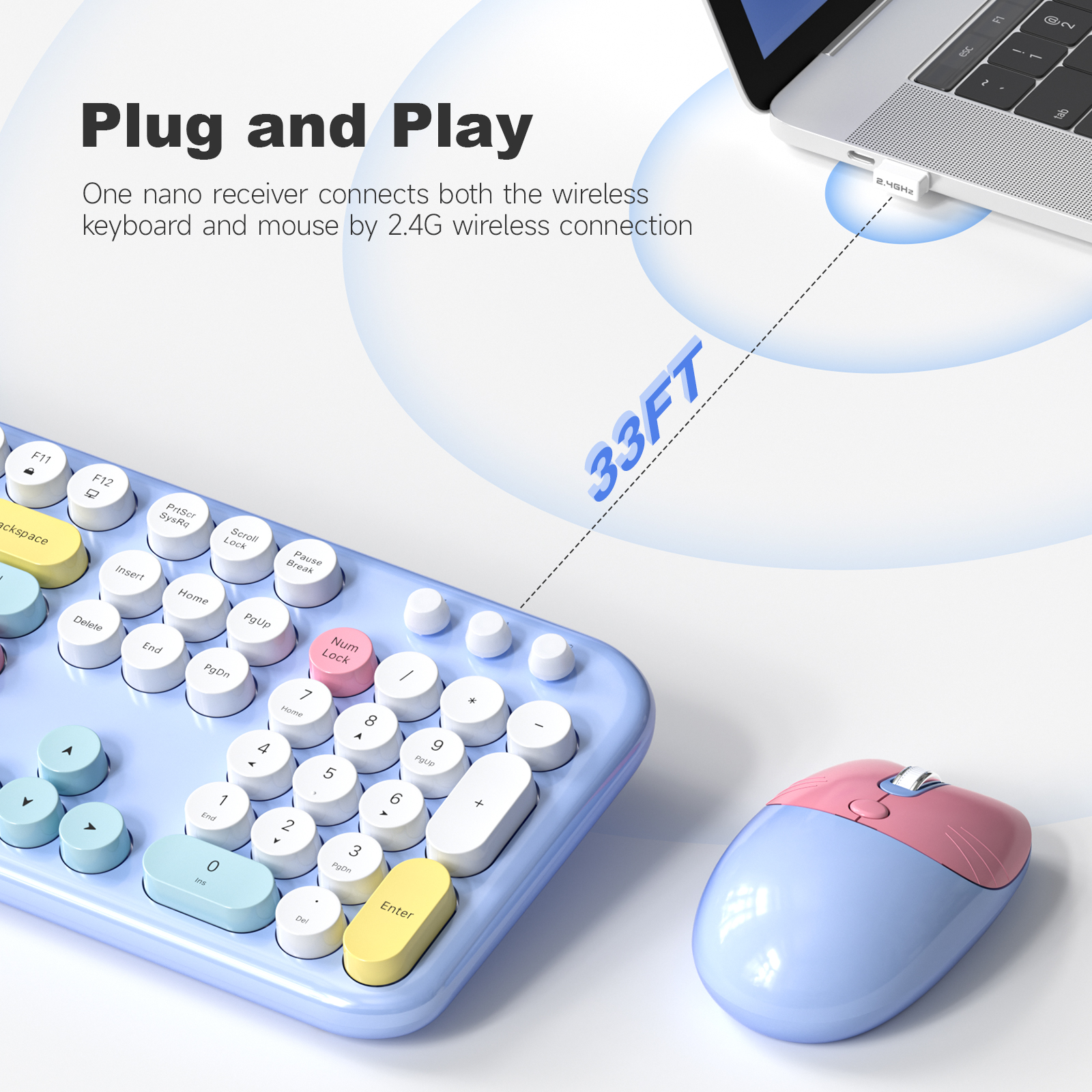 MOFII Full Size Keyboard 2 in 1 USB Connected Blue - Image 2
