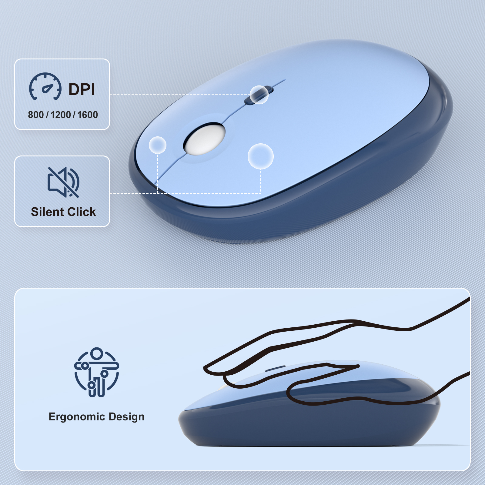 MOFII Full Size Keyboard 2 in 1 USB Connected Blue Gradient - Image 3