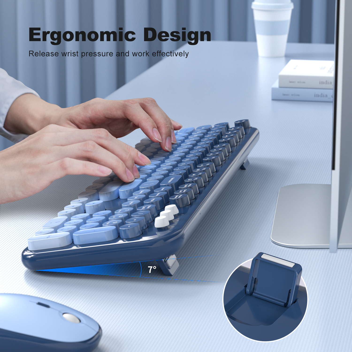 MOFII Full Size Keyboard 2 in 1 USB Connected Blue Gradient - Image 4