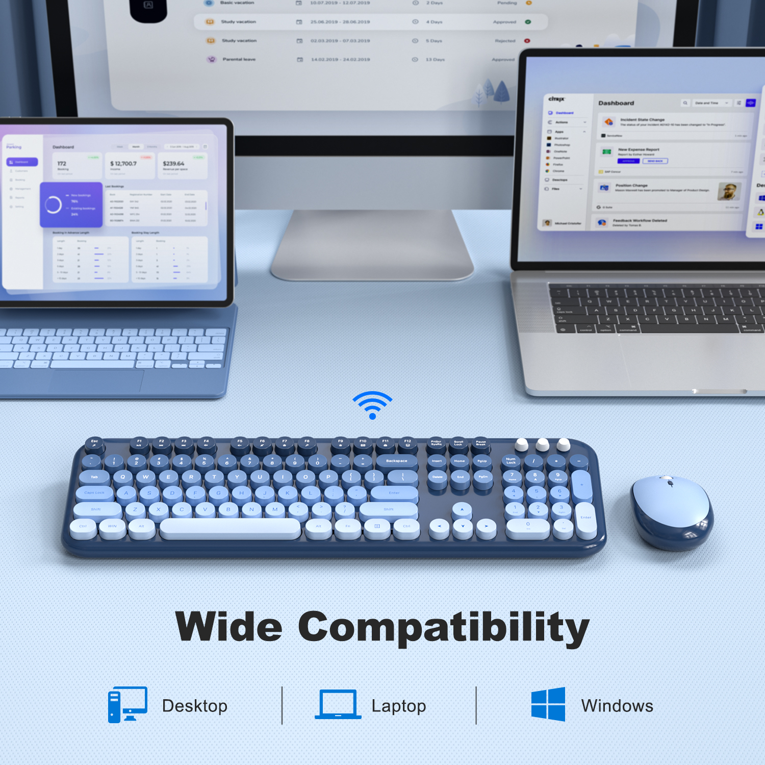 MOFII Full Size Keyboard 2 in 1 USB Connected Blue Gradient - Image 5