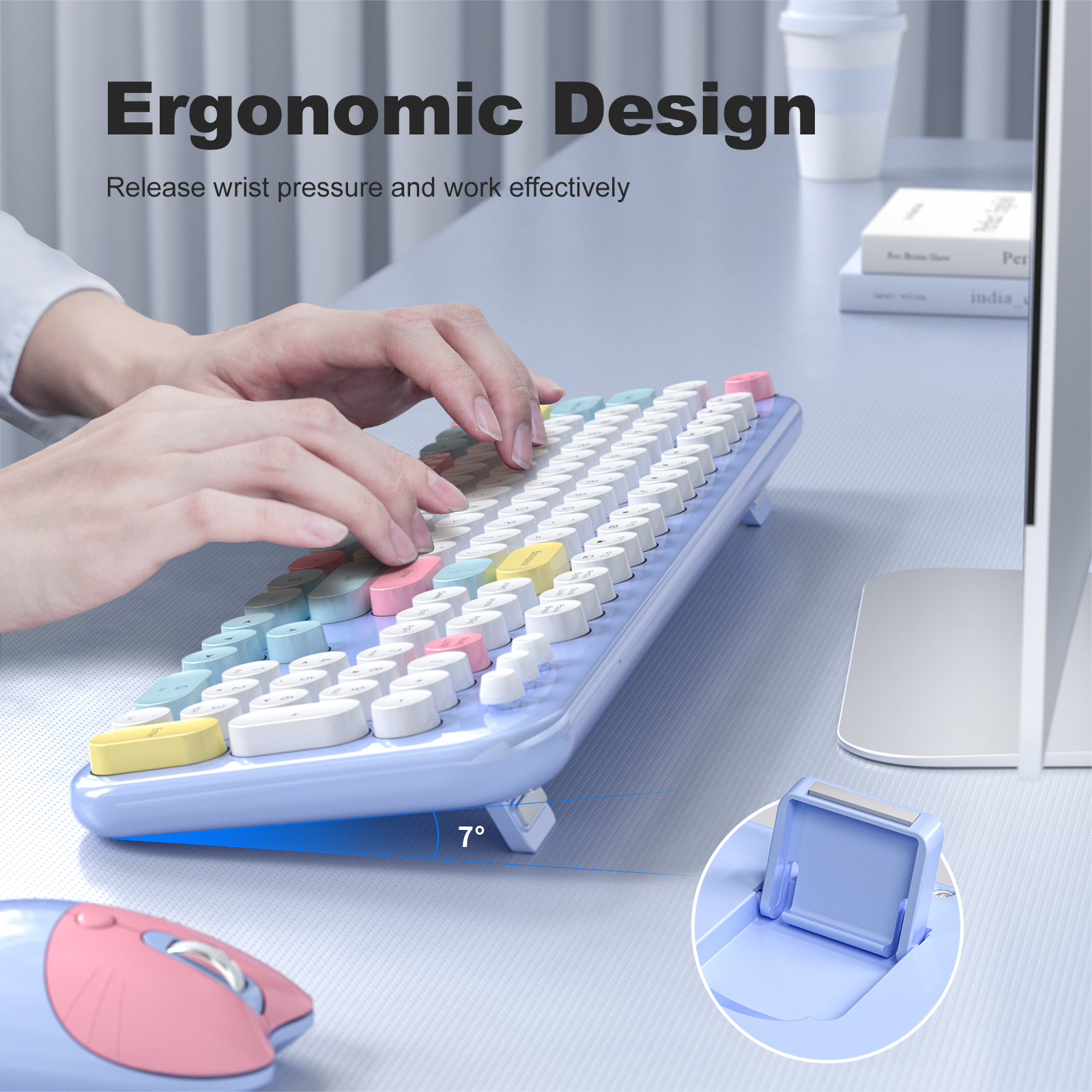 MOFII Full Size Keyboard 2 in 1 USB Connected Blue - Image 5