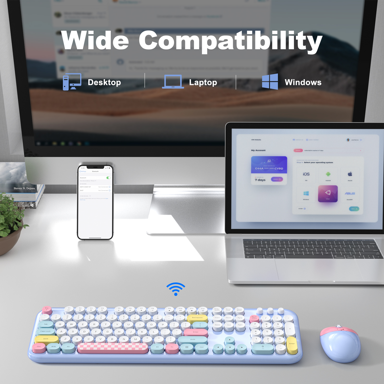 MOFII Full Size Keyboard 2 in 1 USB Connected Blue - Image 6