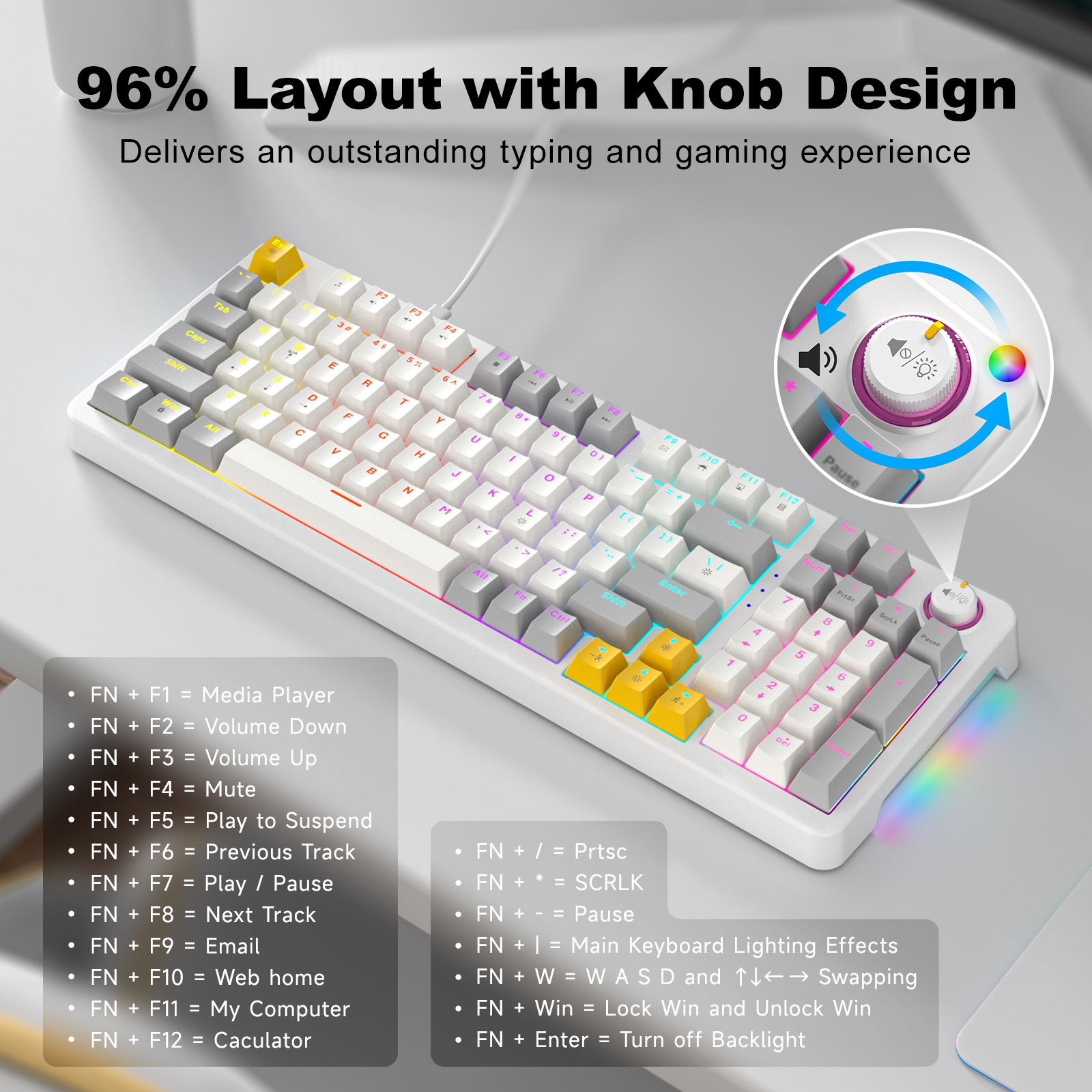 MOFII Wired Red Switch Mechanical Keyboard with LED White - Image 5