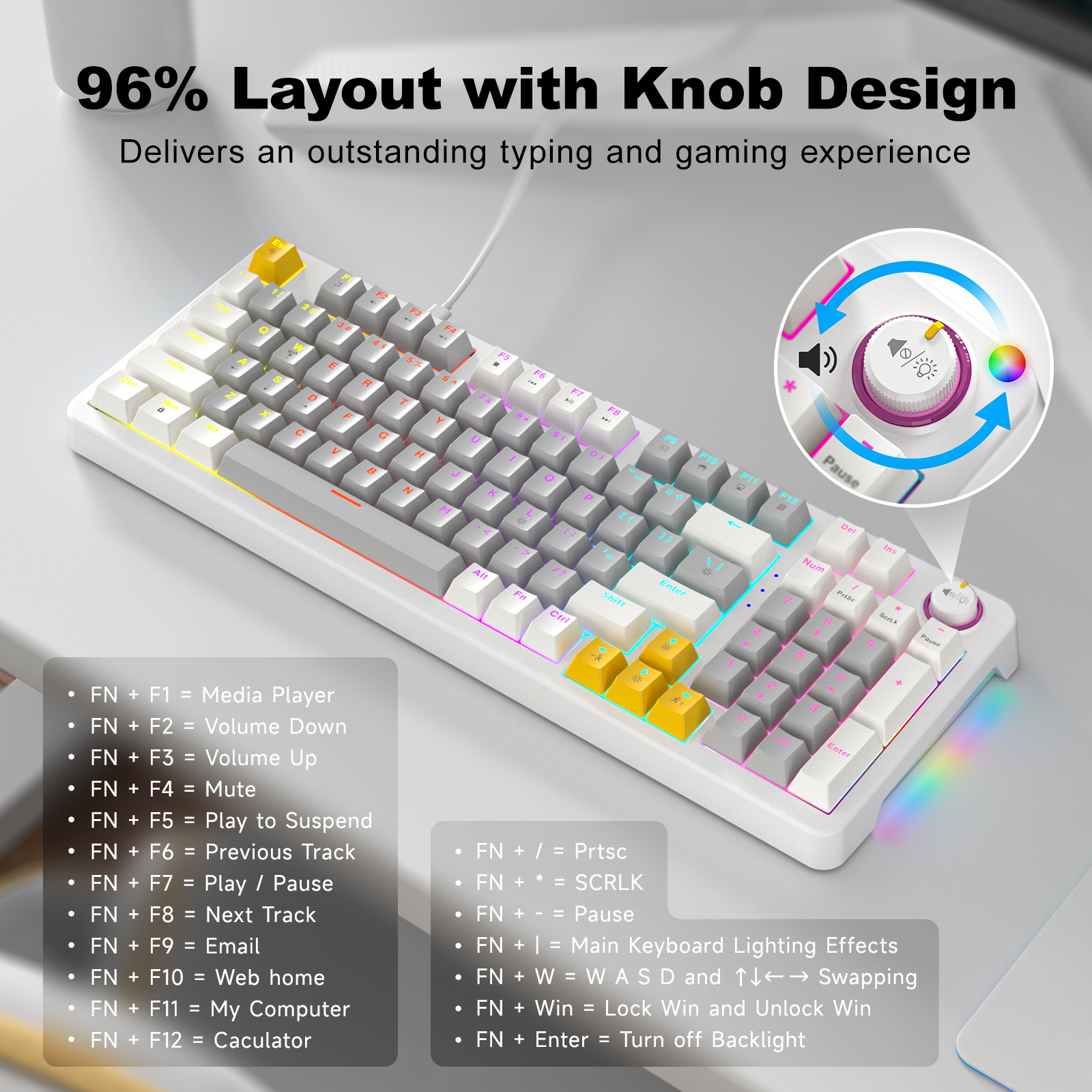 MOFII Wired Red Switch Mechanical Keyboard with LED Gray - Image 4