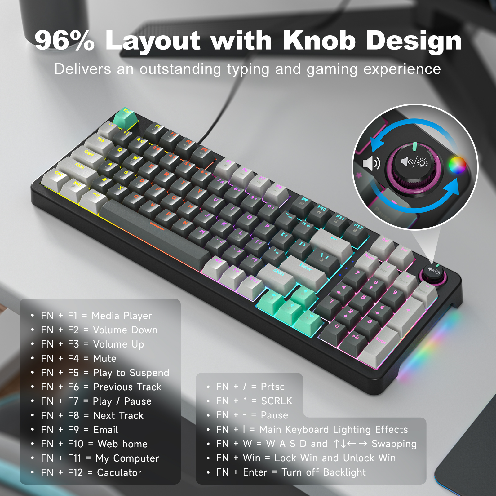 MOFII Wired Red Switch Mechanical Keyboard Deep Gray - Image 6