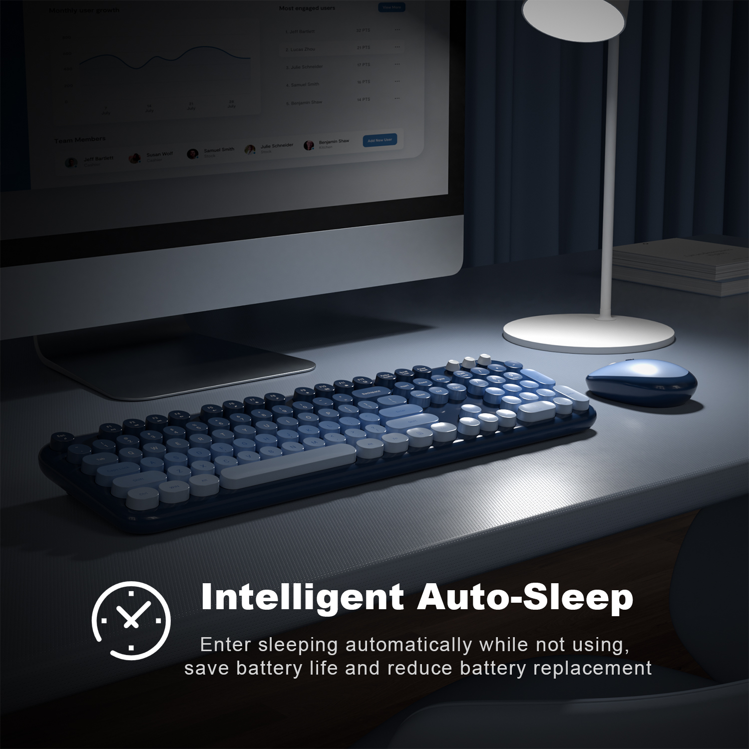 MOFII Full Size Keyboard 2 in 1 USB Connected Blue Gradient - Image 7