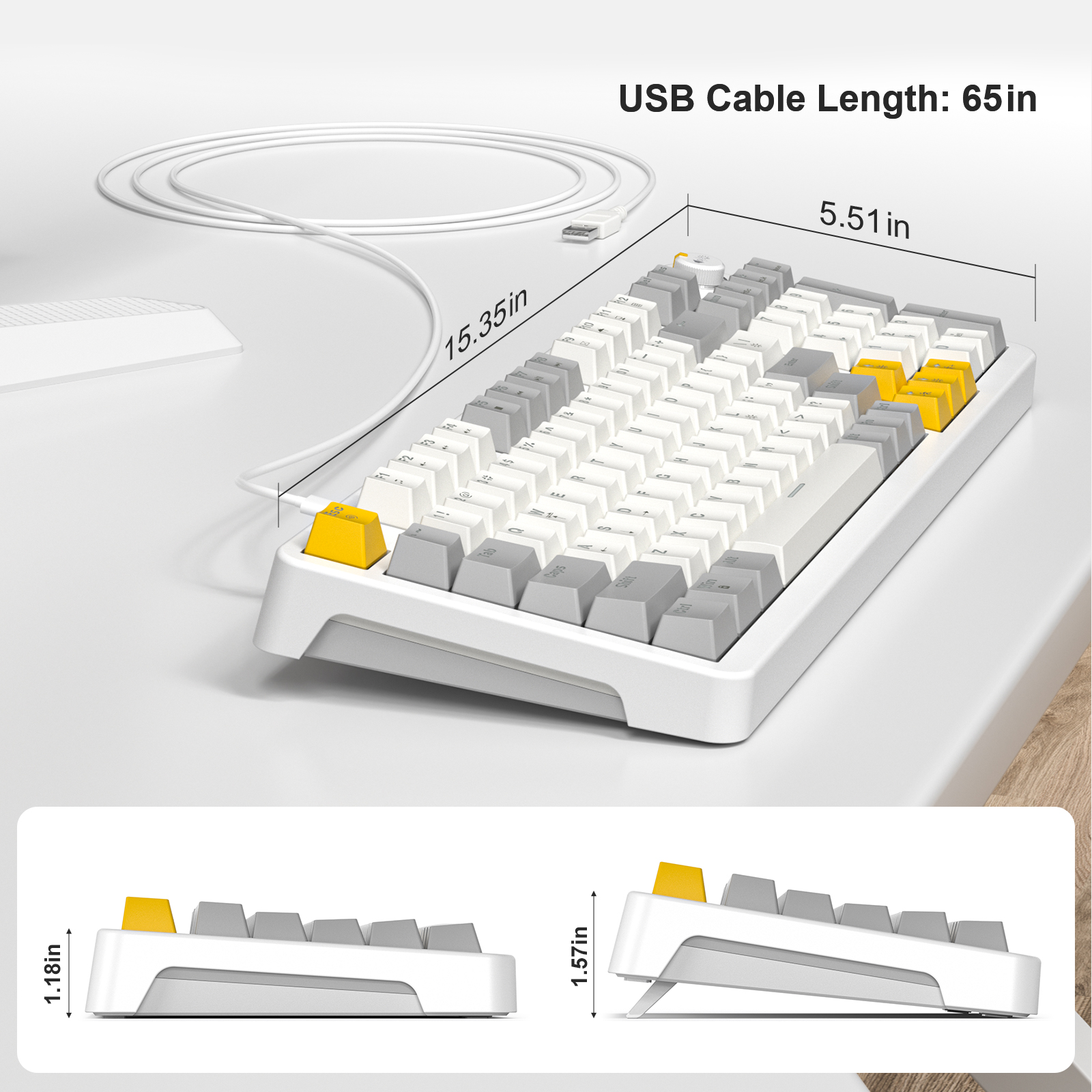 MOFII Wired Red Switch Mechanical Keyboard with LED White - Image 6