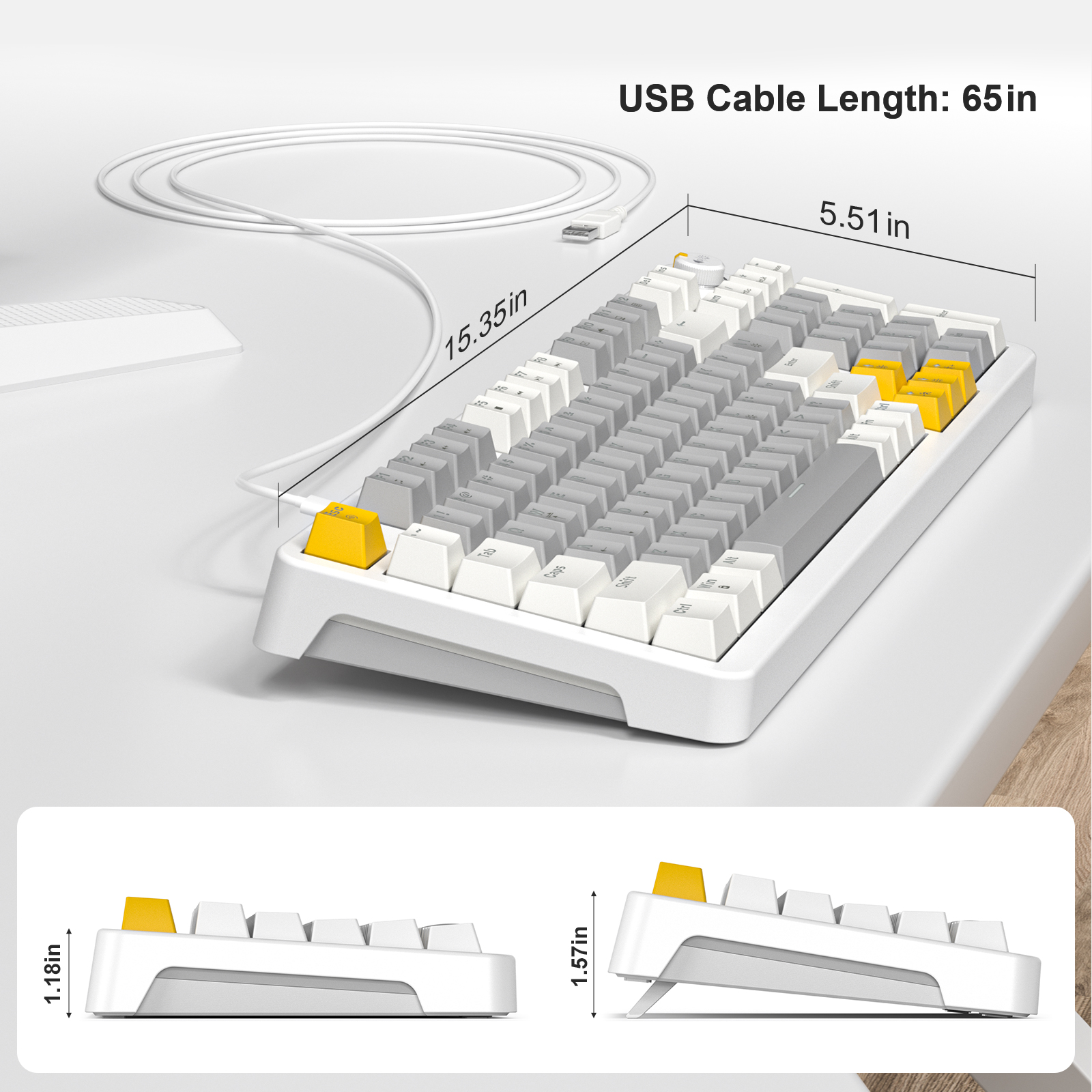MOFII Wired Red Switch Mechanical Keyboard with LED Gray - Image 5