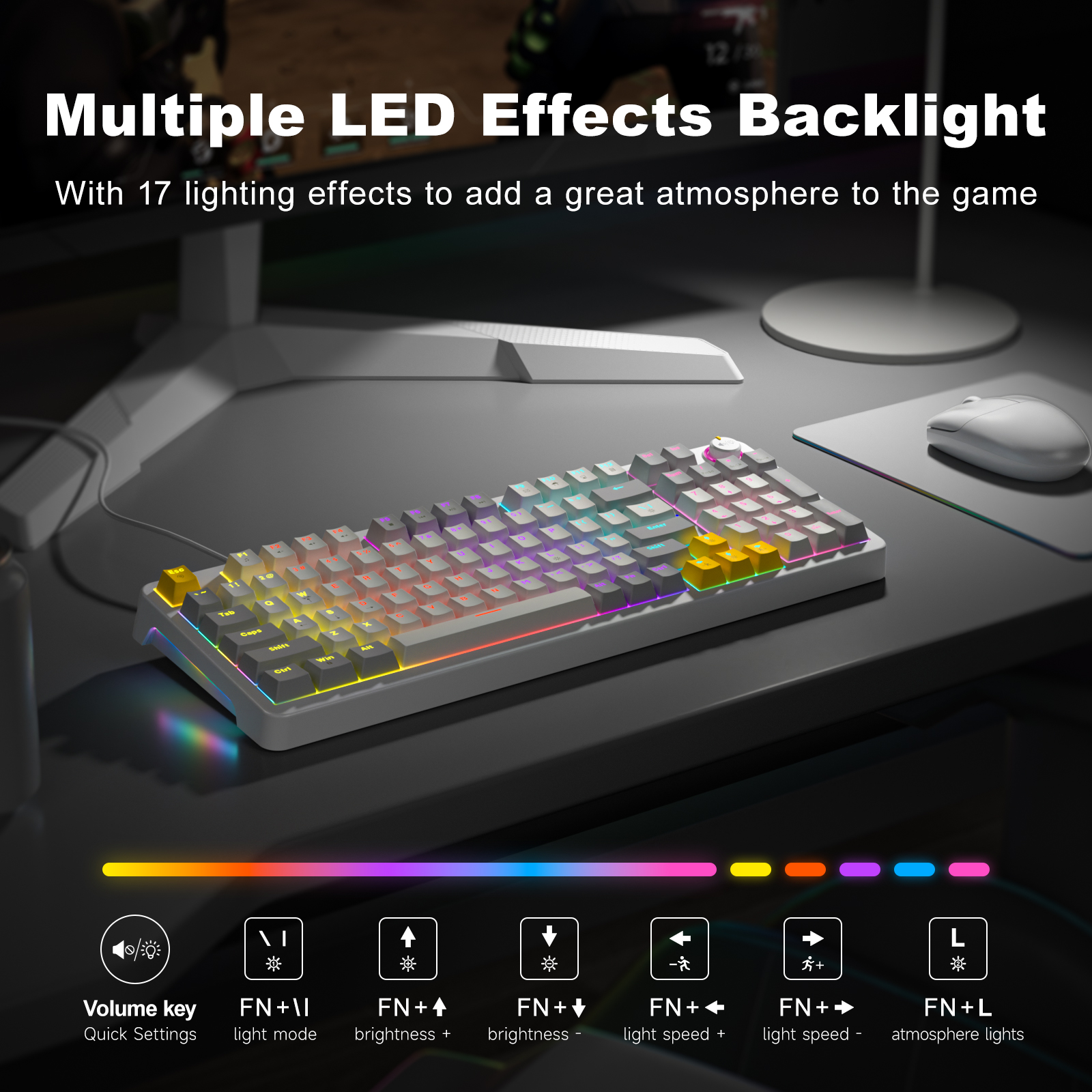 MOFII Wired Red Switch Mechanical Keyboard with LED White - Image 7