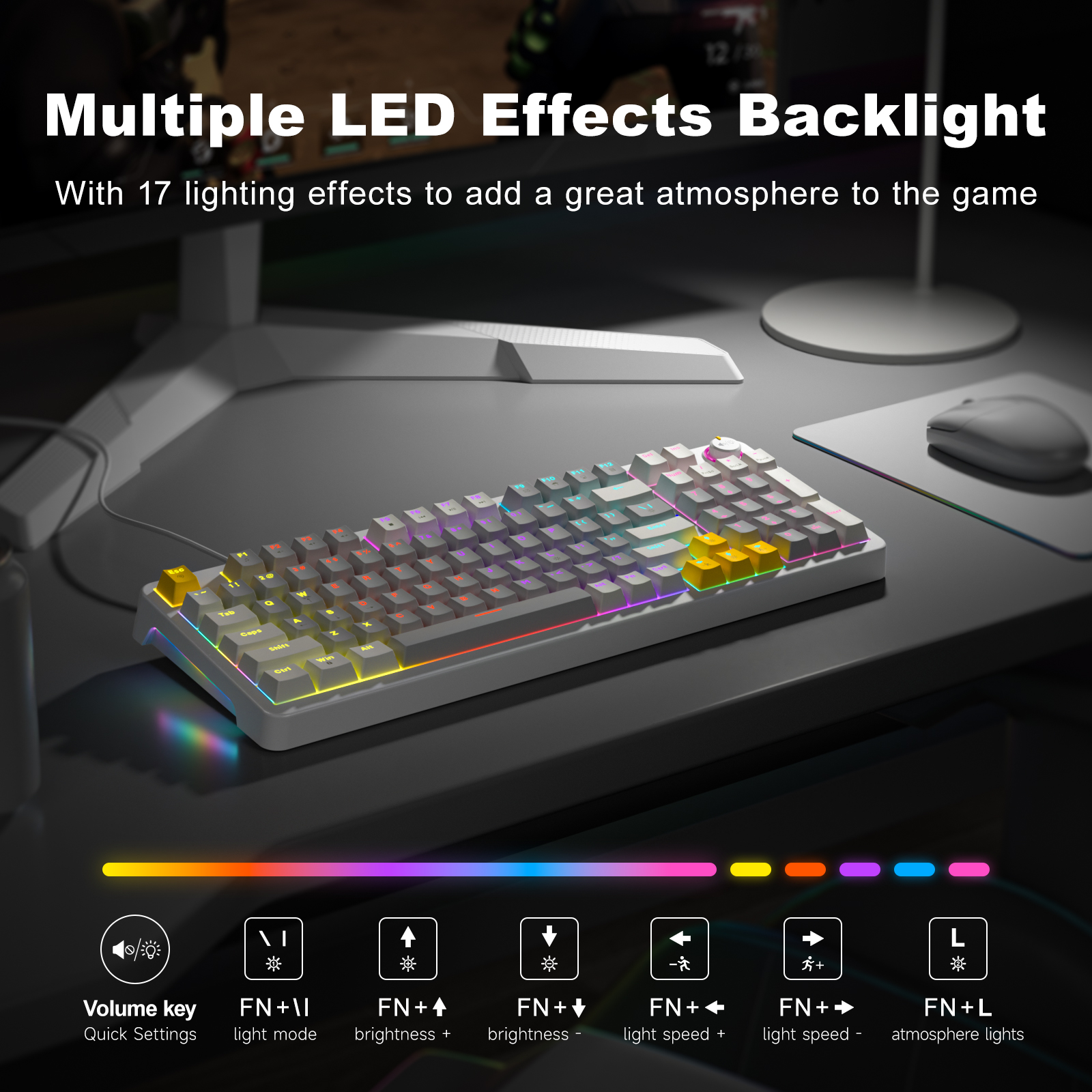 MOFII Wired Red Switch Mechanical Keyboard with LED Gray - Image 6