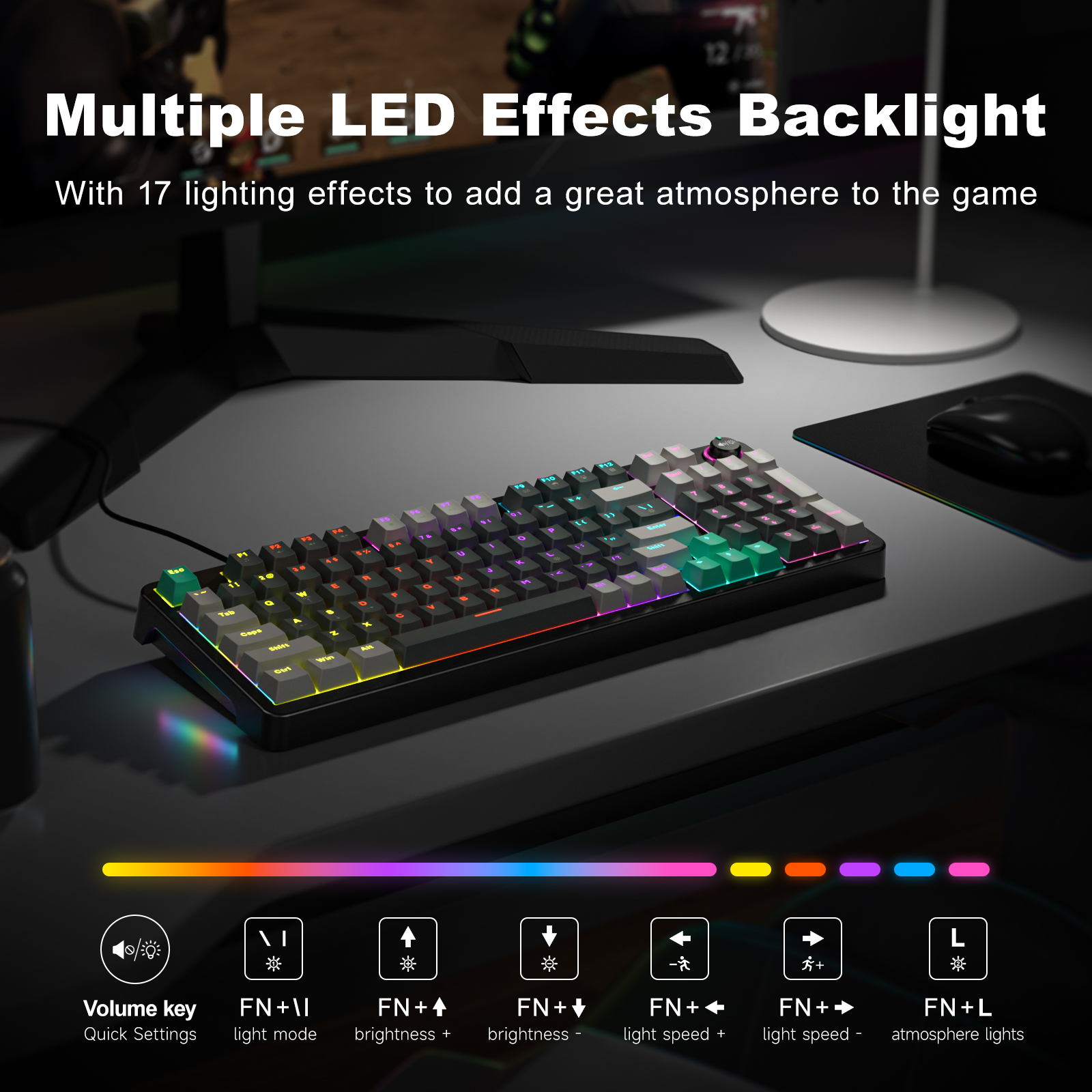 MOFII Wired Red Switch Mechanical Keyboard Deep Gray - Image 8