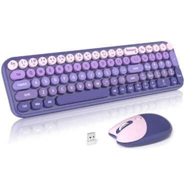 Wireless Keyboard and Mouse Combo with Compact Size Purple