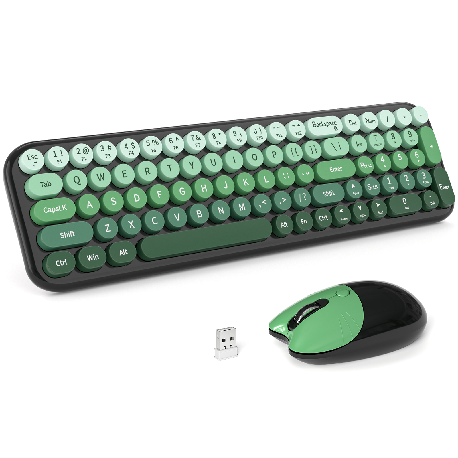 Wireless Keyboard and Mouse Combo with Compact Size Green