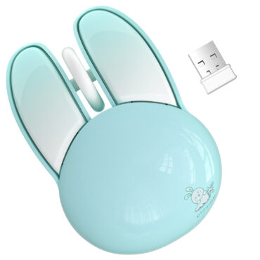 Wireless Noiseless Computer Mouse Cute Bunny Shaped(Blue)