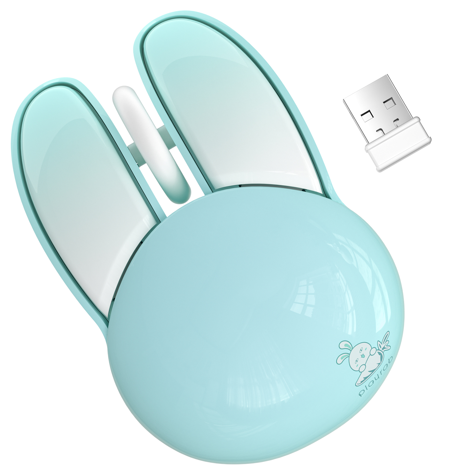 Wireless Noiseless Computer Mouse Cute Bunny Shaped(Blue)
