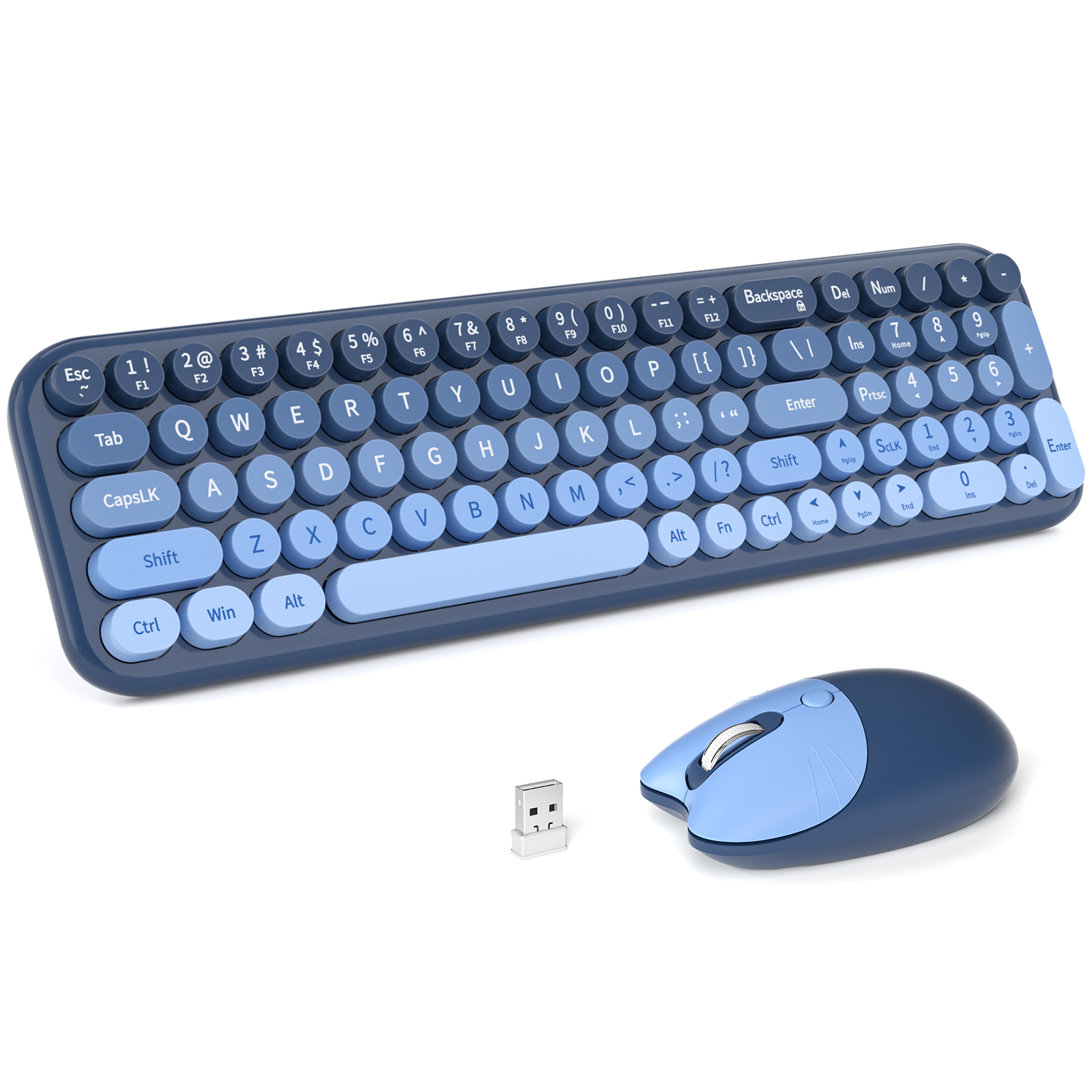 Wireless Keyboard Mouse Combo with Compact Size Sea Blue