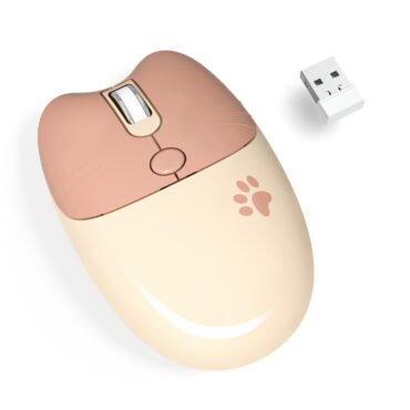 Wireless Noiseless Mouse with 2.4G USB Cute Mice(Milk Tea)