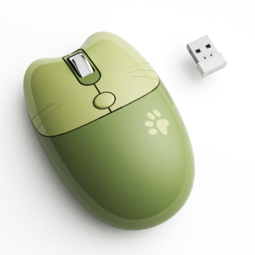 Wireless Noiseless Mouse with 2.4G USB Cute Mice(Green)