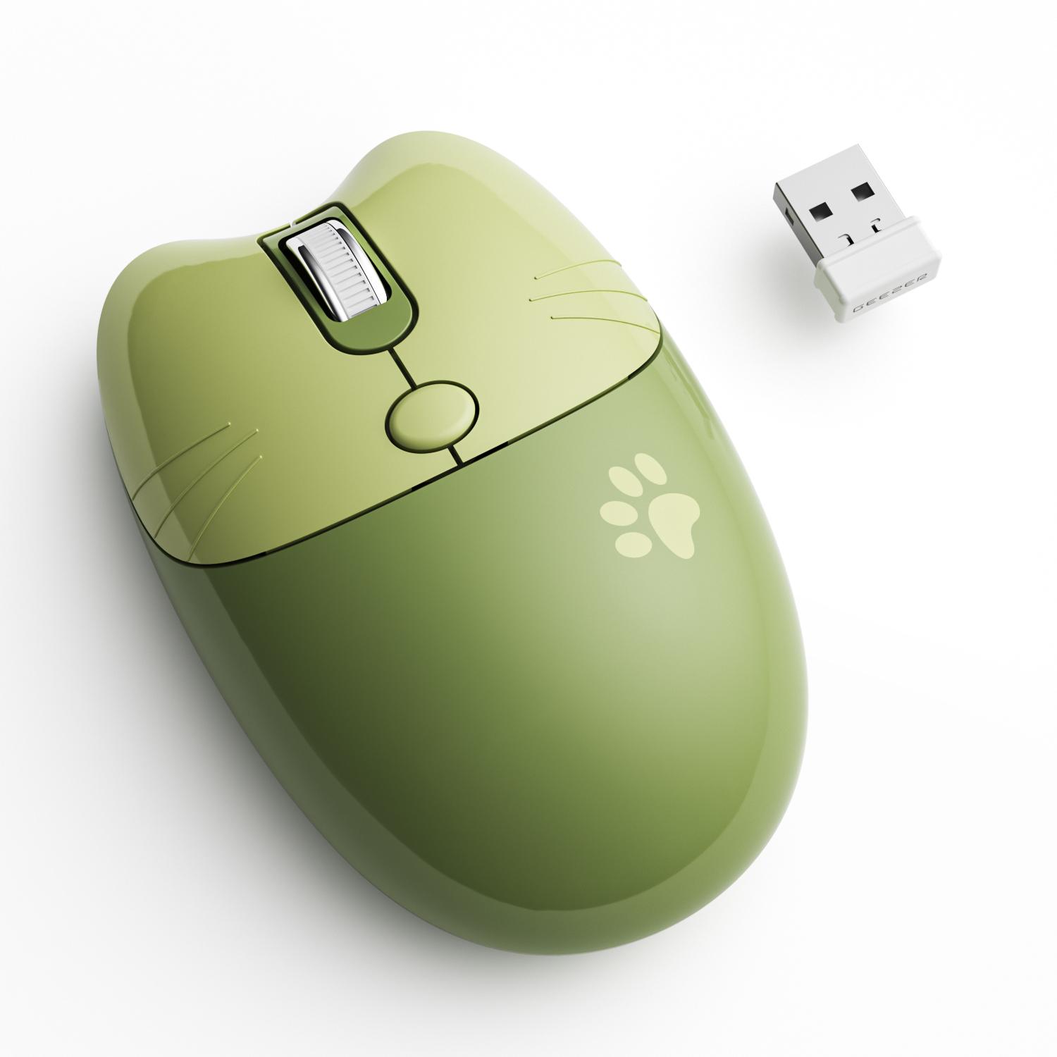 Wireless Noiseless Mouse with 2.4G USB Cute Mice(Green)