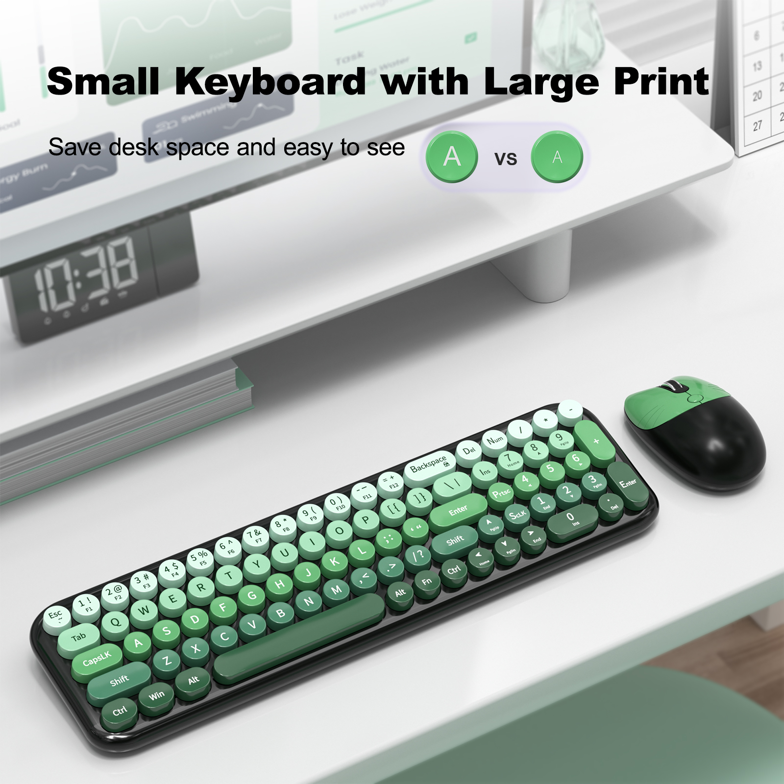 Wireless Keyboard and Mouse Combo with Compact Size Green - Image 2